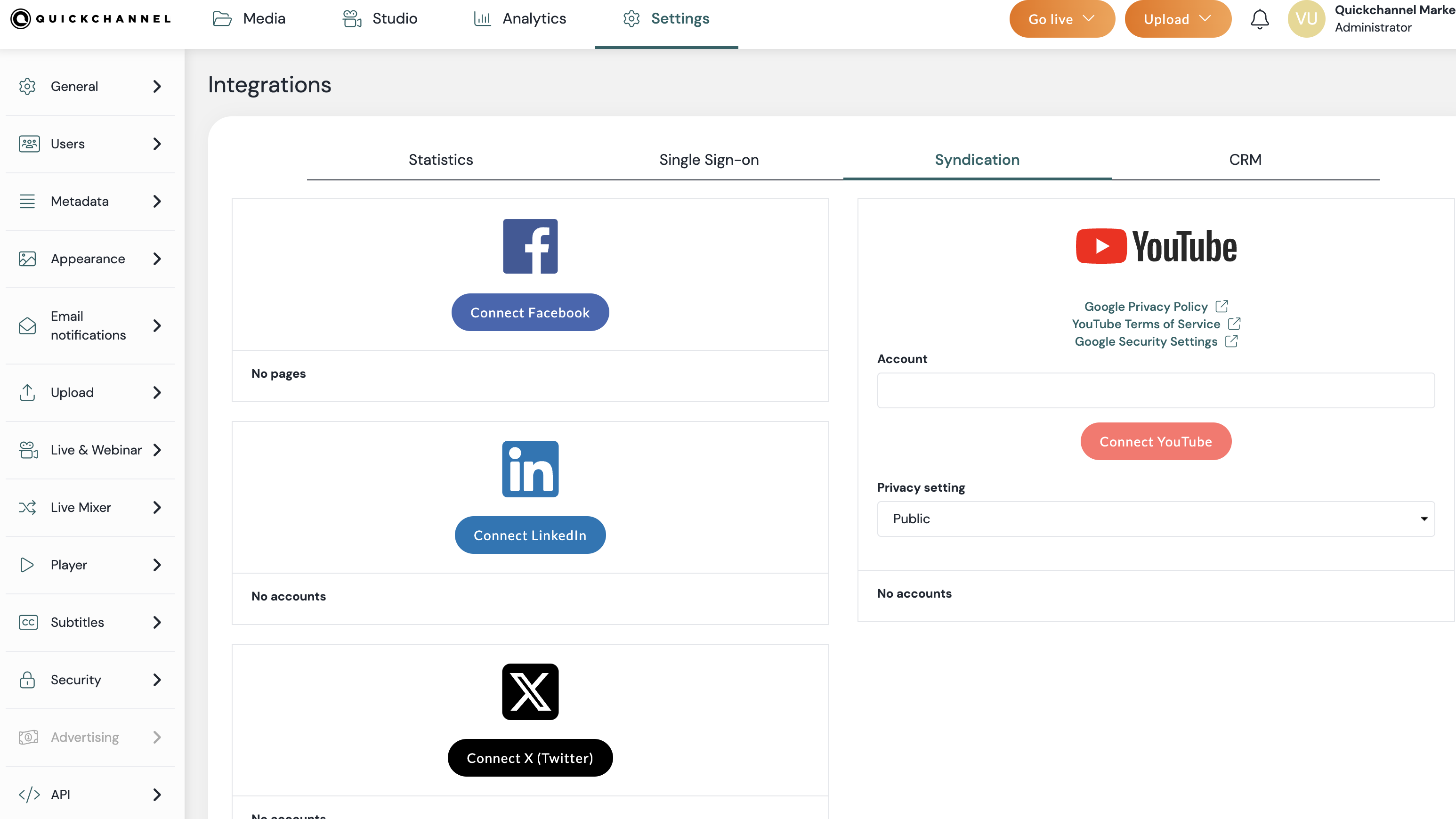 Manage all in one video platform - publish in your desired channels